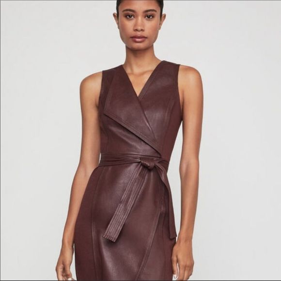 BCBGMaxAzria Layla Asymmetrical Dress Faux Leather - Picture 7 of 16